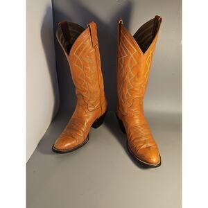 Vintage Laramie Handmade Distressed Western Cowboy Boots COGNAC Womens Sz 5